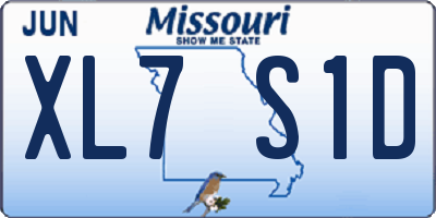 MO license plate XL7S1D