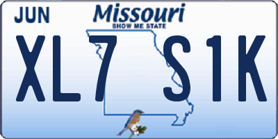MO license plate XL7S1K
