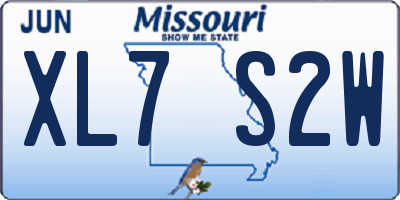 MO license plate XL7S2W