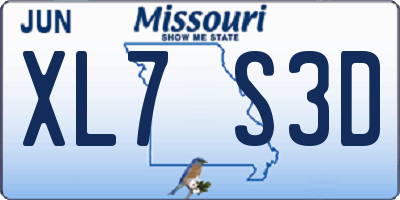 MO license plate XL7S3D