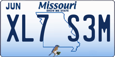 MO license plate XL7S3M