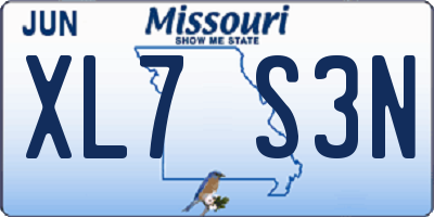 MO license plate XL7S3N