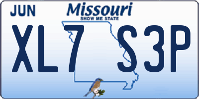 MO license plate XL7S3P