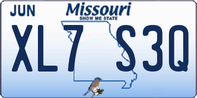 MO license plate XL7S3Q
