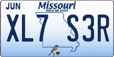 MO license plate XL7S3R