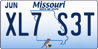 MO license plate XL7S3T
