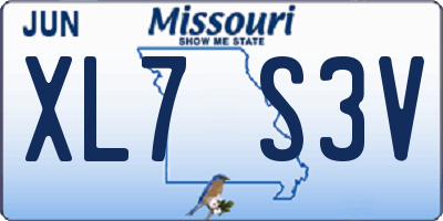 MO license plate XL7S3V