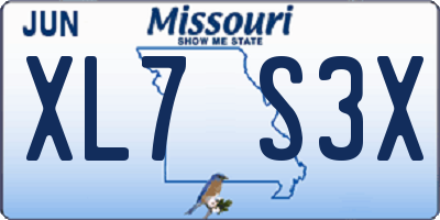 MO license plate XL7S3X