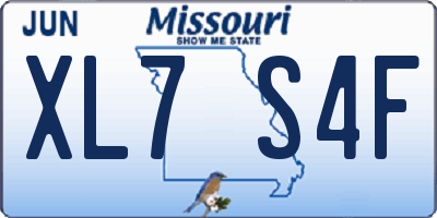 MO license plate XL7S4F