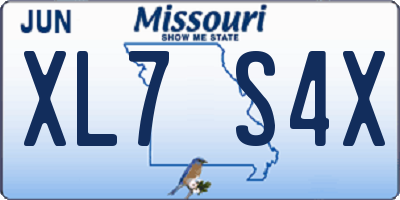 MO license plate XL7S4X