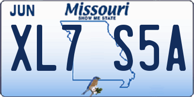 MO license plate XL7S5A