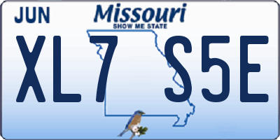 MO license plate XL7S5E