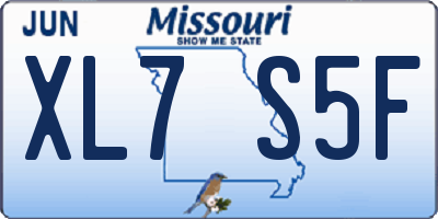 MO license plate XL7S5F