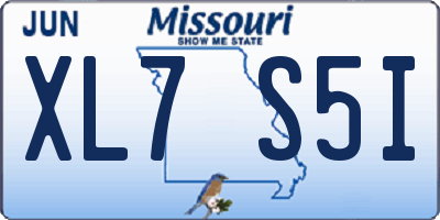 MO license plate XL7S5I