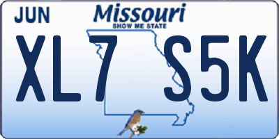 MO license plate XL7S5K