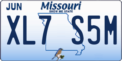 MO license plate XL7S5M