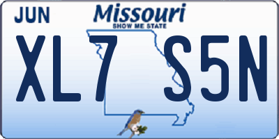 MO license plate XL7S5N