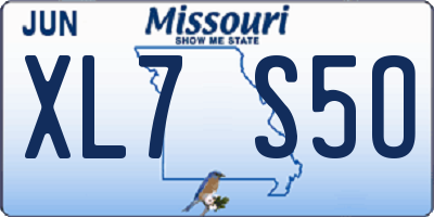 MO license plate XL7S5O