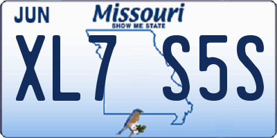 MO license plate XL7S5S