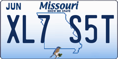 MO license plate XL7S5T
