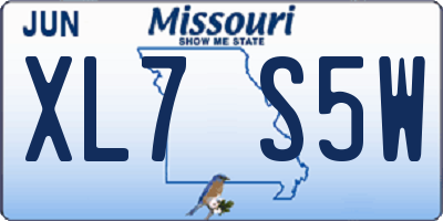 MO license plate XL7S5W