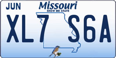 MO license plate XL7S6A