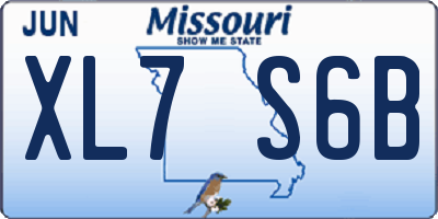 MO license plate XL7S6B