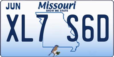 MO license plate XL7S6D