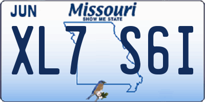 MO license plate XL7S6I