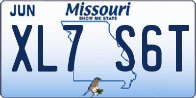 MO license plate XL7S6T