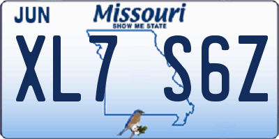 MO license plate XL7S6Z