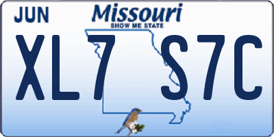 MO license plate XL7S7C