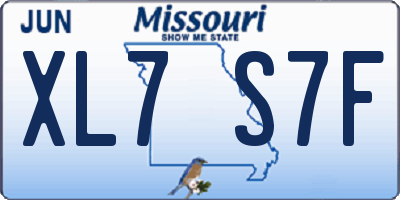 MO license plate XL7S7F