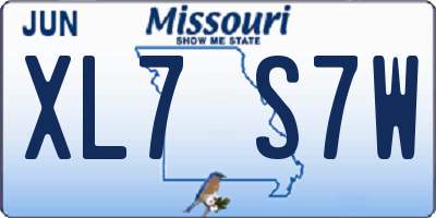 MO license plate XL7S7W
