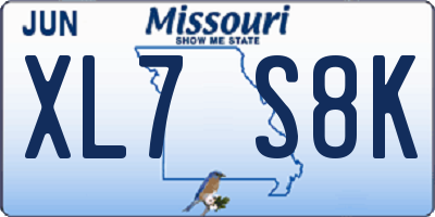 MO license plate XL7S8K