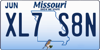 MO license plate XL7S8N