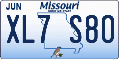 MO license plate XL7S8O