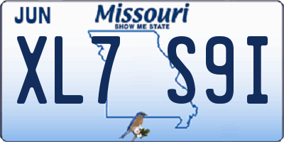 MO license plate XL7S9I