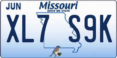 MO license plate XL7S9K