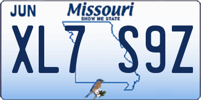 MO license plate XL7S9Z