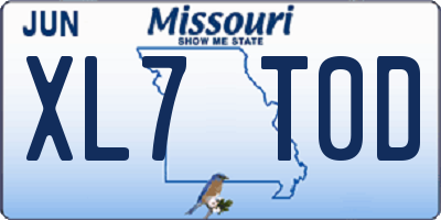 MO license plate XL7T0D
