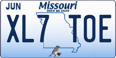 MO license plate XL7T0E