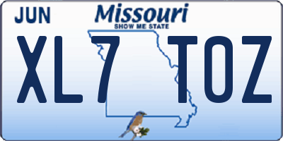 MO license plate XL7T0Z