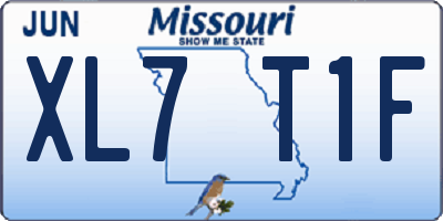 MO license plate XL7T1F