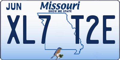 MO license plate XL7T2E