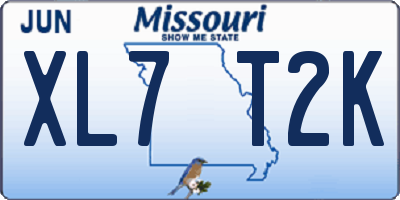 MO license plate XL7T2K