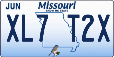 MO license plate XL7T2X