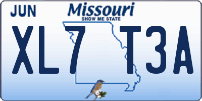 MO license plate XL7T3A