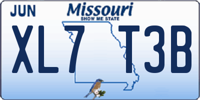 MO license plate XL7T3B