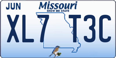 MO license plate XL7T3C